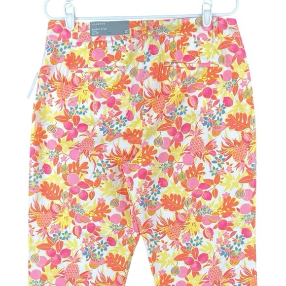 TALBOTS Perfect Crop Pants Size 10 Stretch Slim Leg Multicolor Fruit Flowers NWT - Picture 4 of 15
